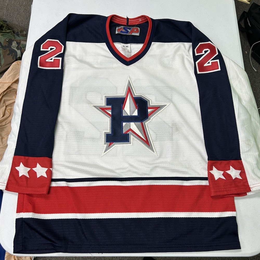 SP Apparel Hockey Jersey Mens M White Bardell 22 Star Crest Canada Made